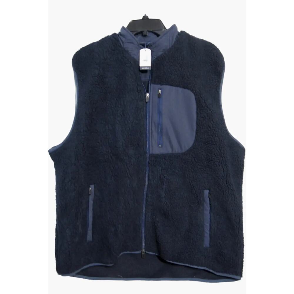 NWT Johnnie O Sherpa Mens XL Full Zip Twilight Navy Blue Vest $168 JMVT1360